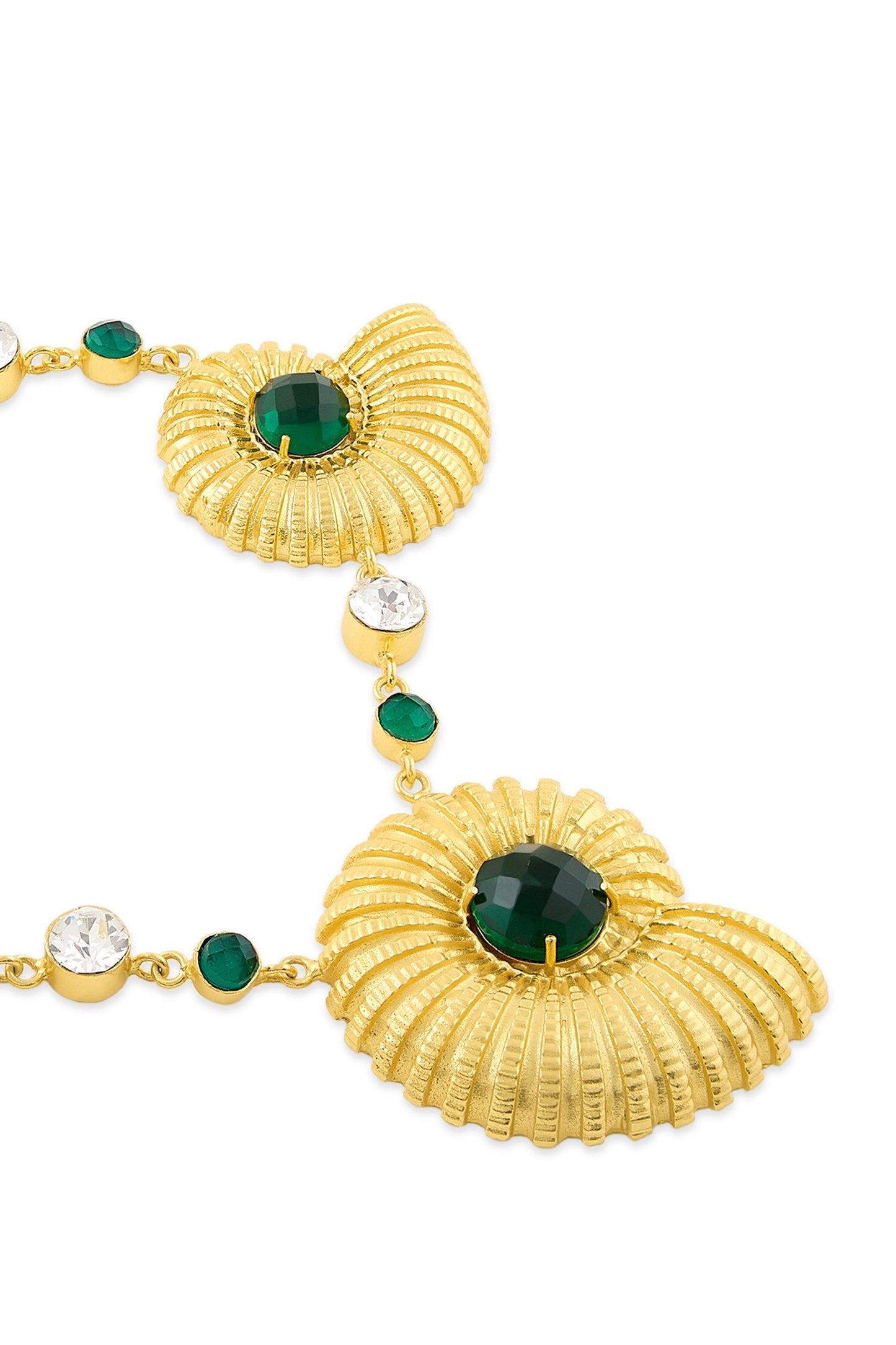 Gold Multicolor Glass Stone Seashell Necklace 