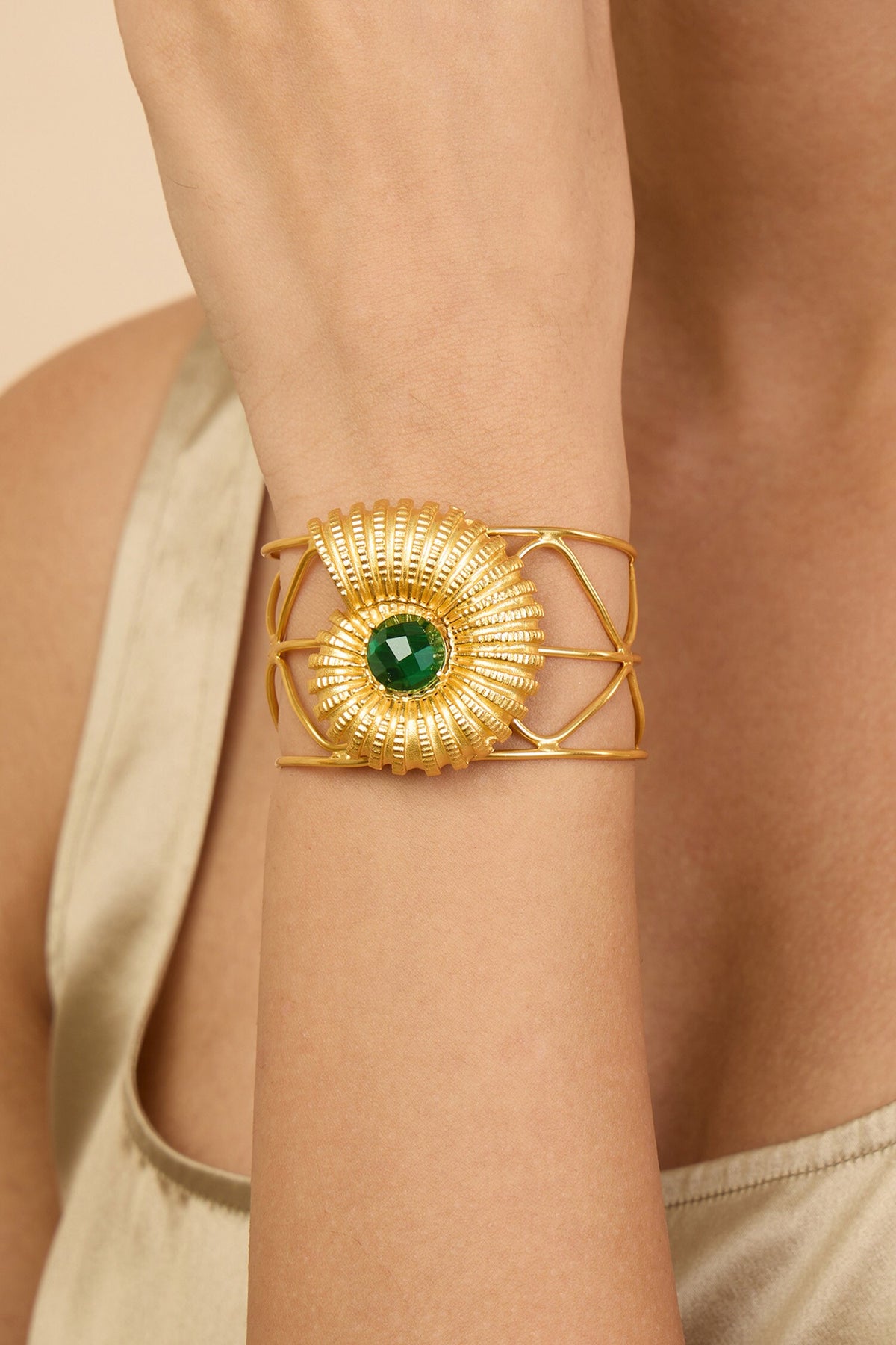 Seashell Motif Stone Studded Cuff 
