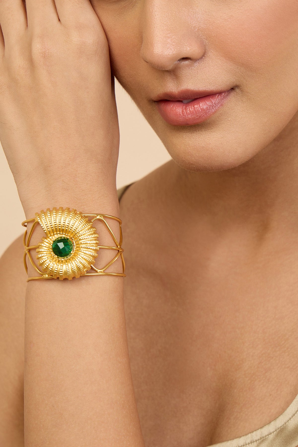 Seashell Motif Stone Studded Cuff 