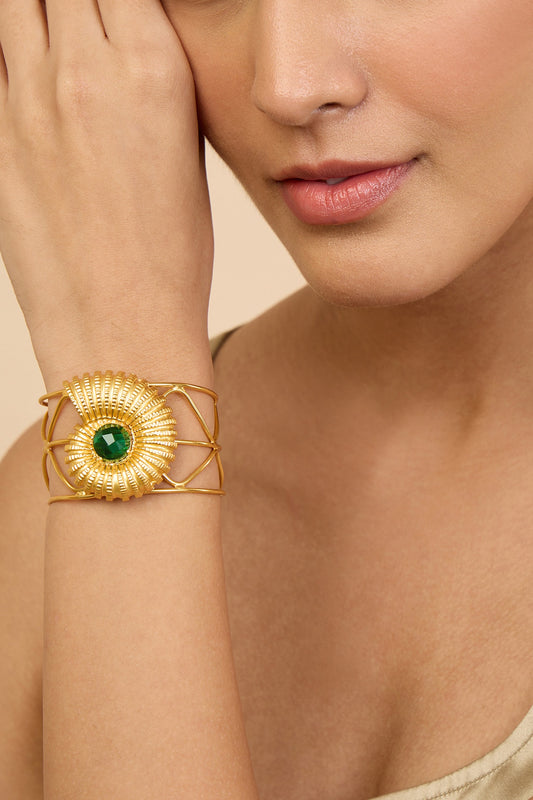 Seashell Motif Stone Studded Cuff 