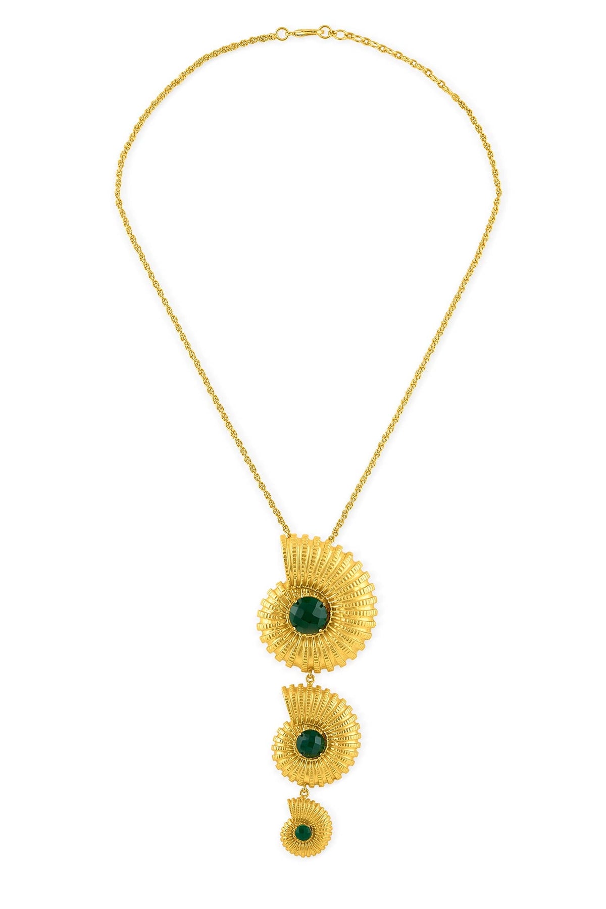 Shell Motif Glass Stone Pendant Necklace 