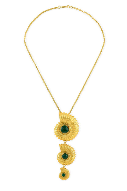 Shell Motif Glass Stone Pendant Necklace 