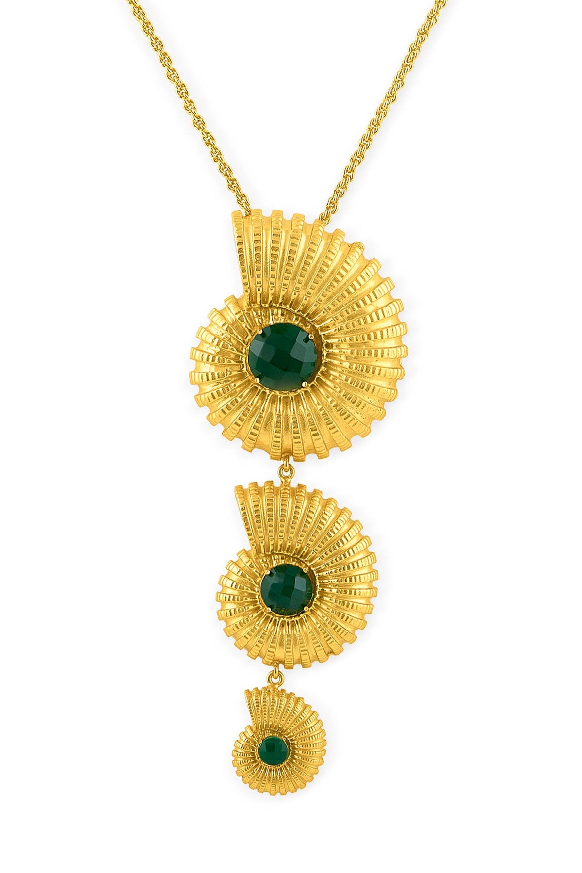 Shell Motif Glass Stone Pendant Necklace 