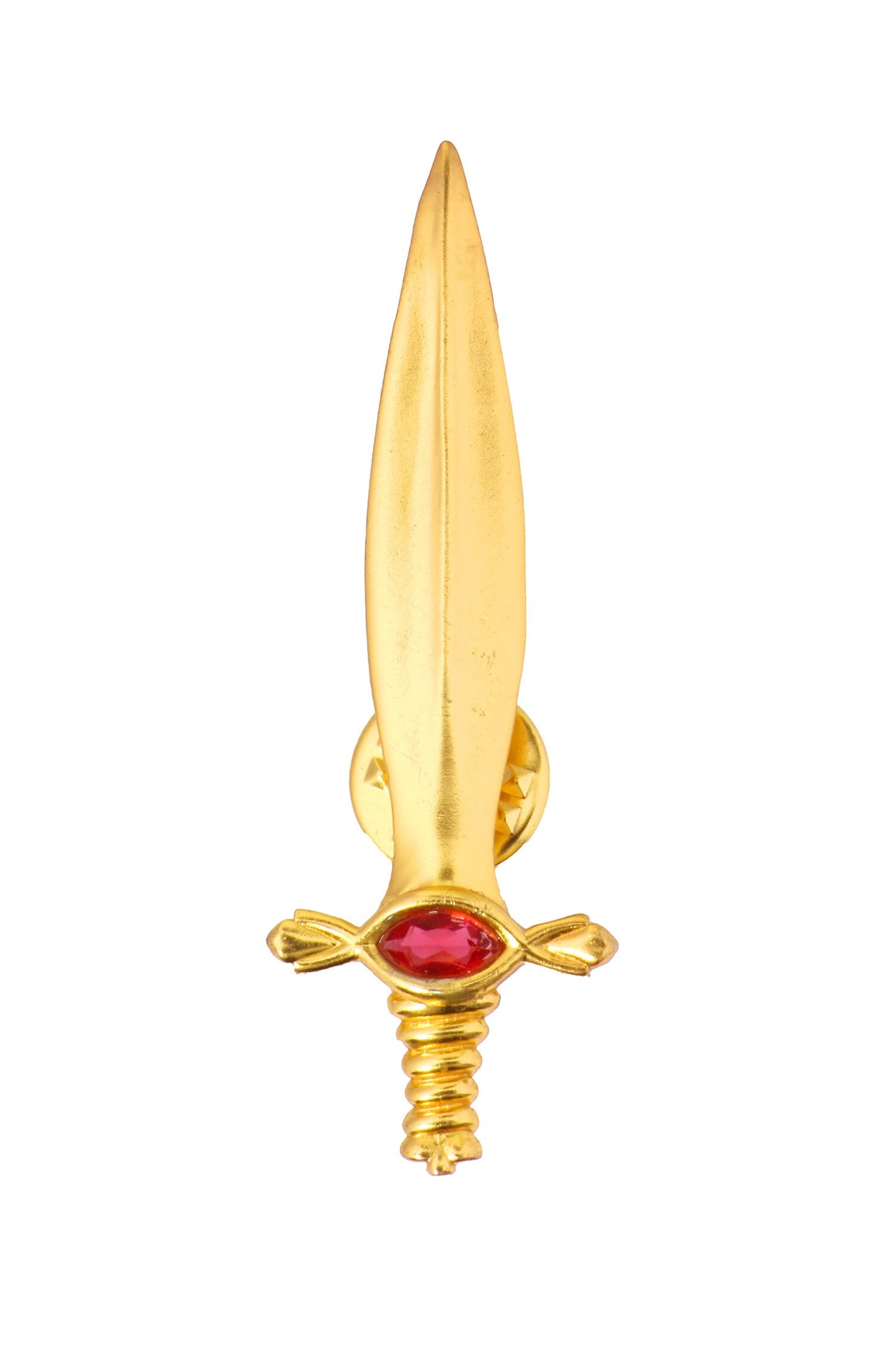 Gold Glass Stone Dagger Brooch 
