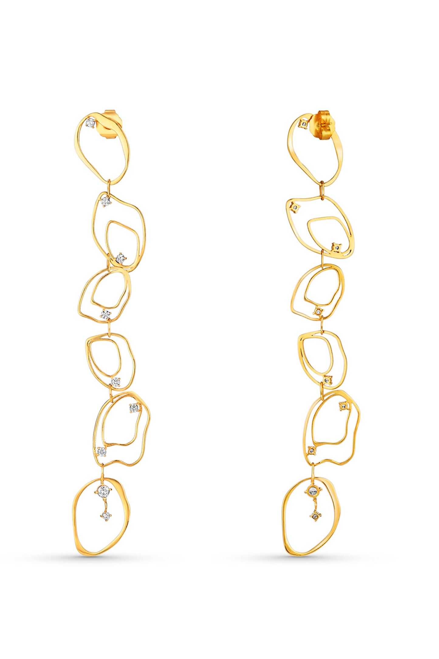 Cubic Zirconia Gold Duster Earrings 