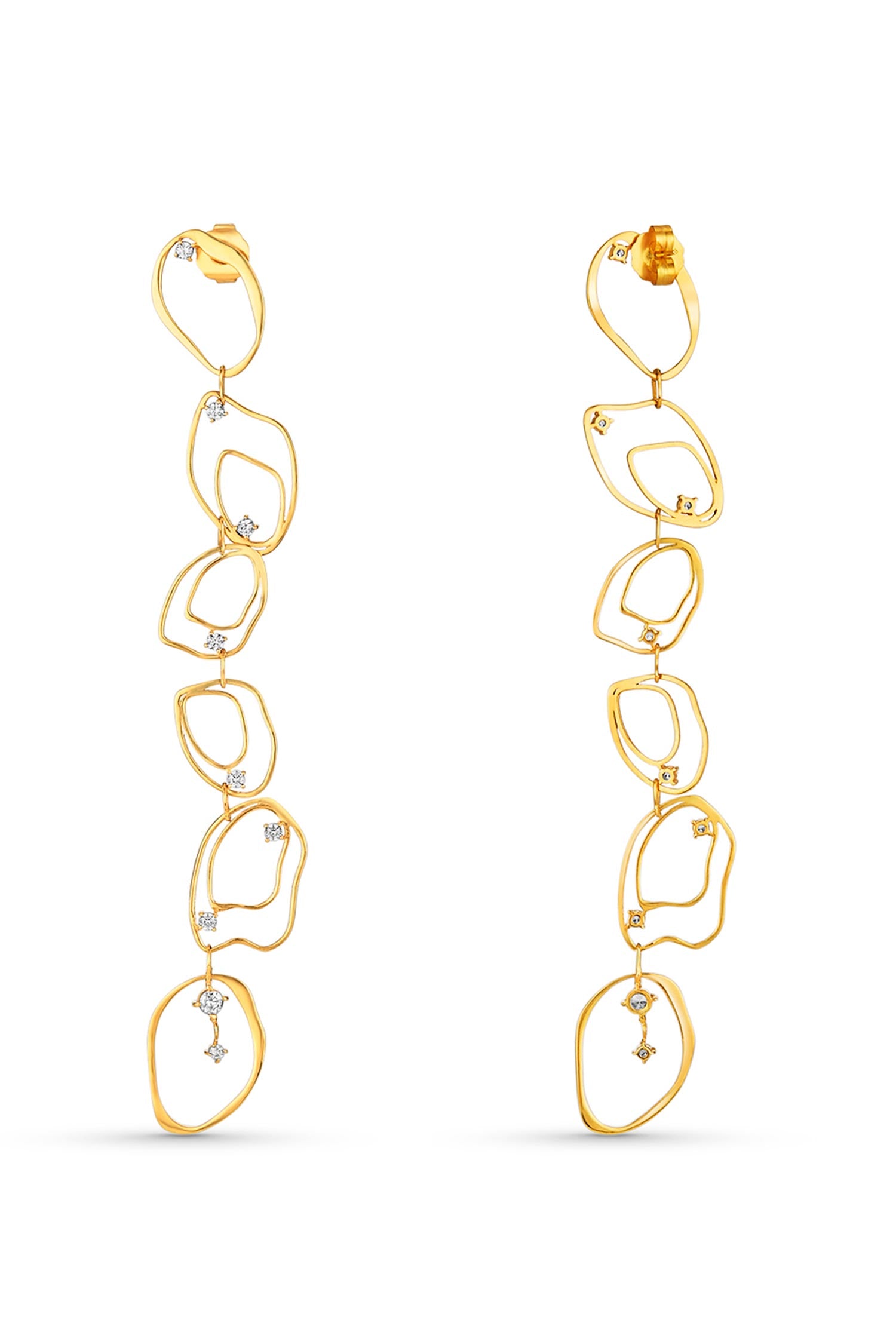 Cubic Zirconia Gold Duster Earrings 