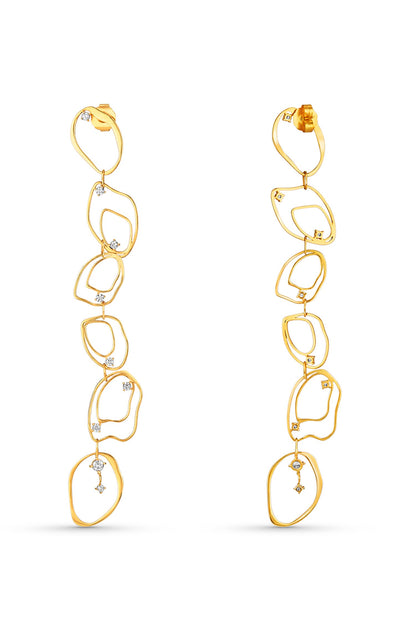 Cubic Zirconia Gold Duster Earrings 