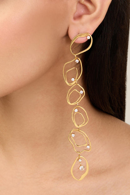Cubic Zirconia Gold Duster Earrings 