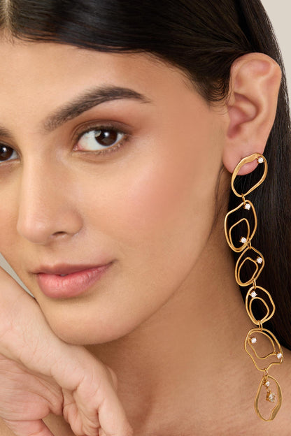 Cubic Zirconia Gold Duster Earrings 