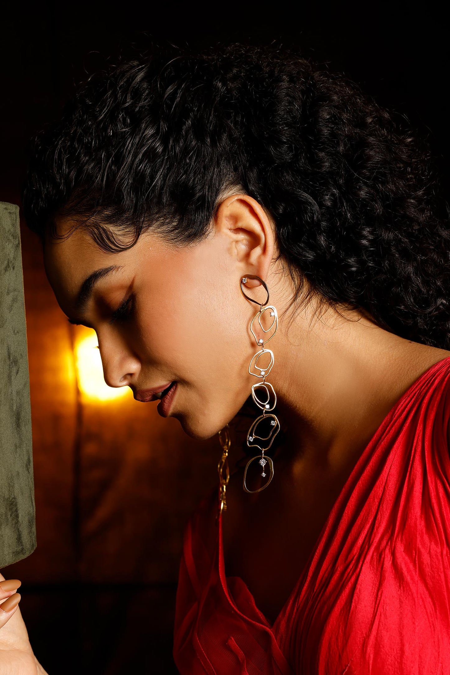 Cubic Zirconia Gold Duster Earrings 