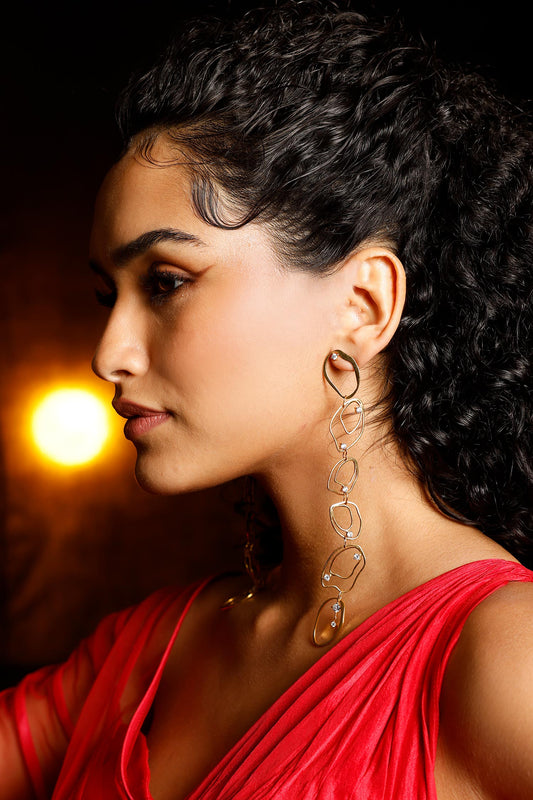 Cubic Zirconia Gold Duster Earrings 