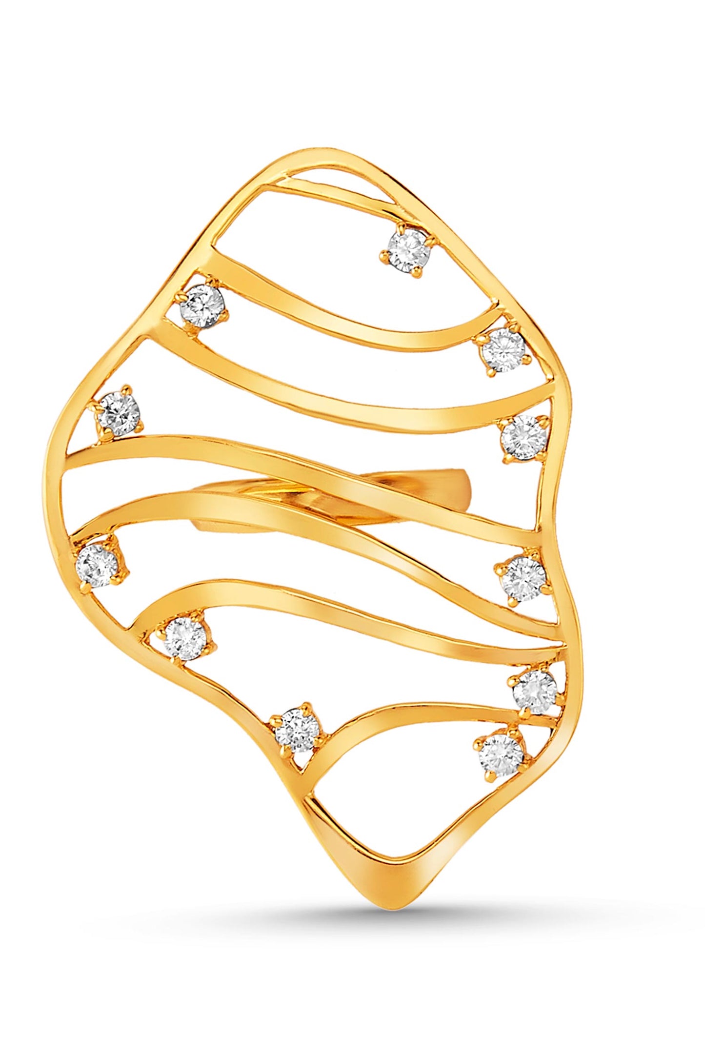 Cubic Zirconia Gold Swerve Ring 