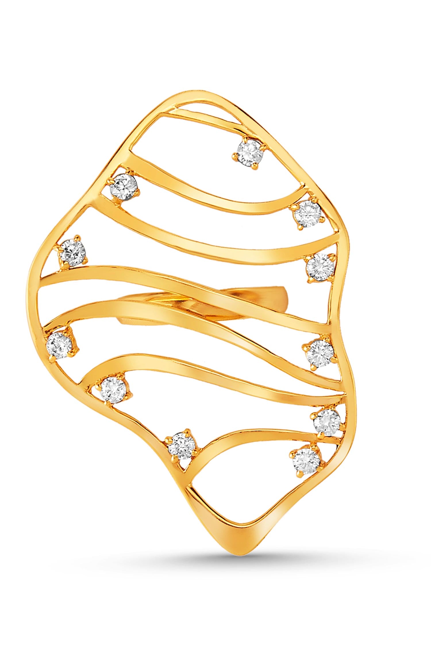 Cubic Zirconia Gold Swerve Ring 