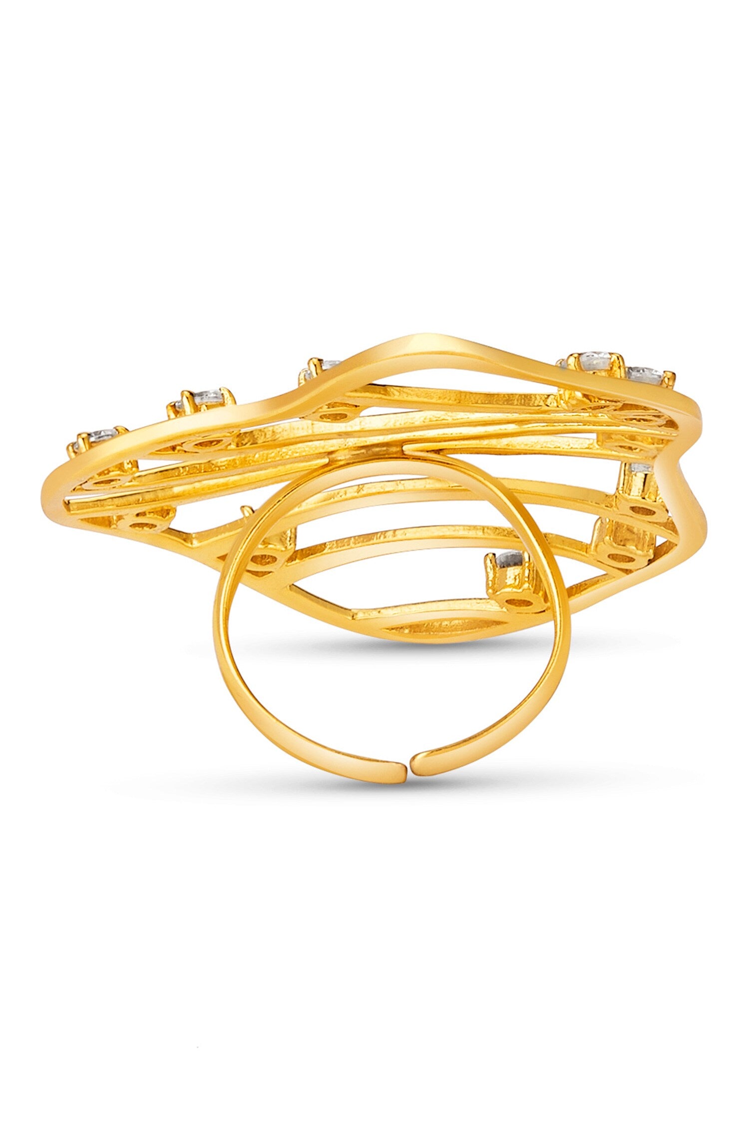 Cubic Zirconia Gold Swerve Ring 