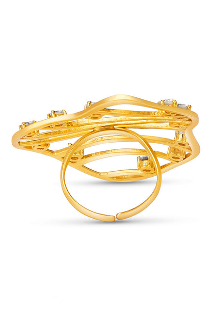 Cubic Zirconia Gold Swerve Ring 