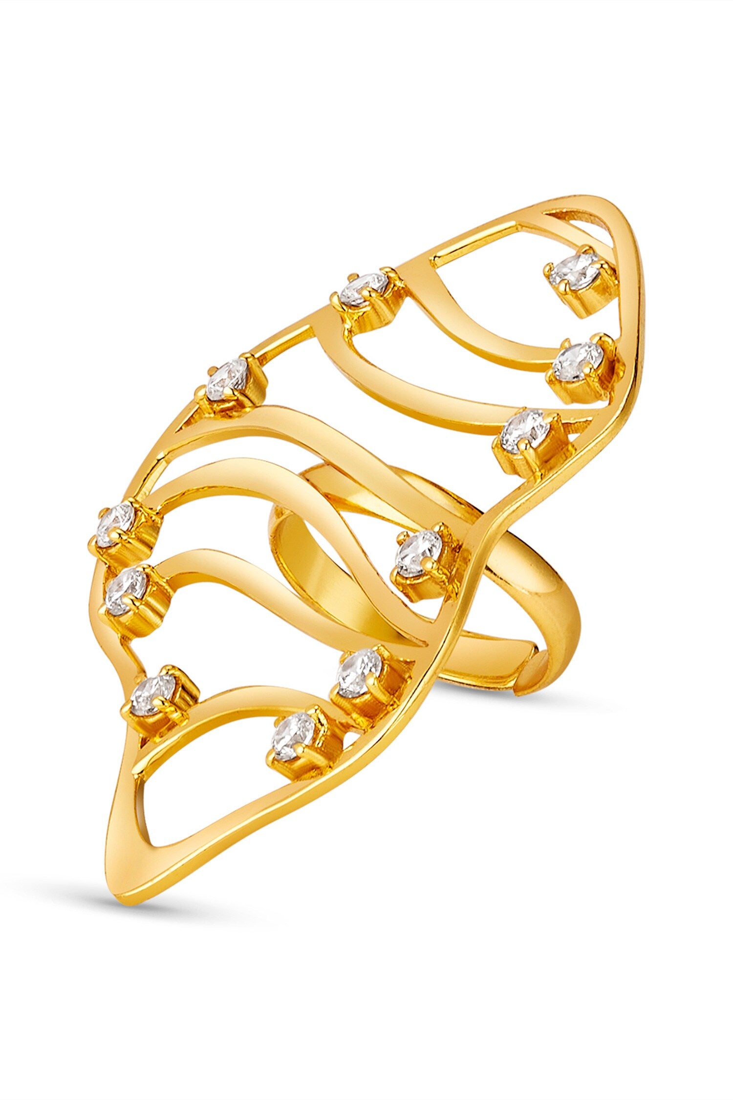 Cubic Zirconia Gold Swerve Ring 