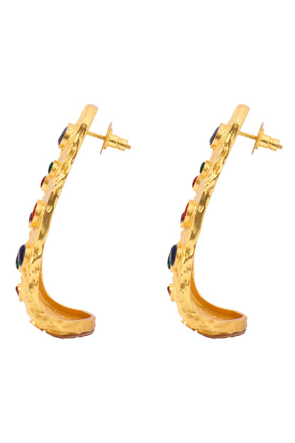 Gold Glass Diamond Hoops 