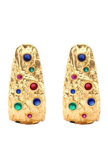 Gold Glass Diamond Hoops 