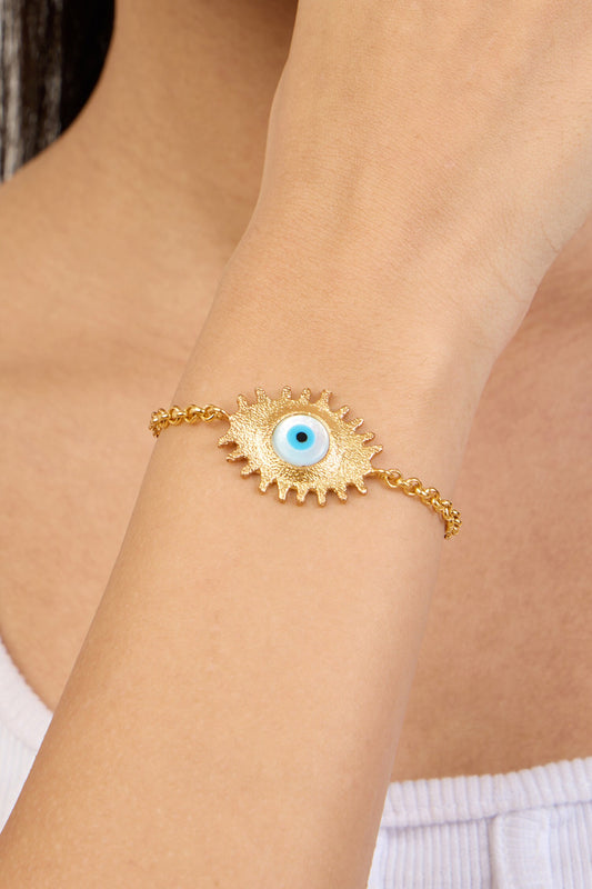 Gold Evil Eye Shaped Bracelet 