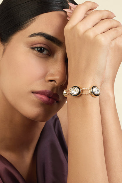Gold Crystal Bolo Bracelet 