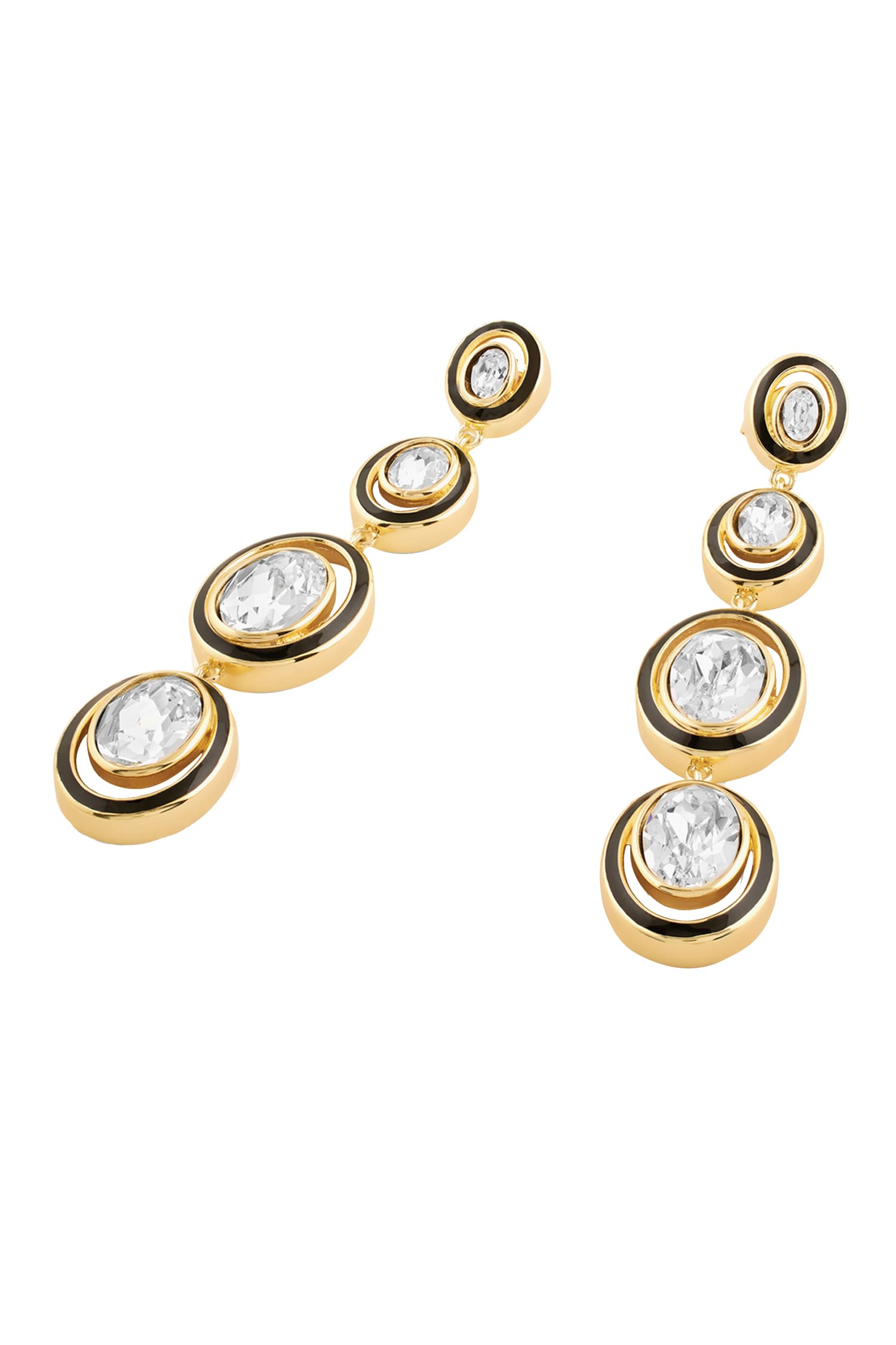 Gold Crystal Embellished Dangler Earrings 
