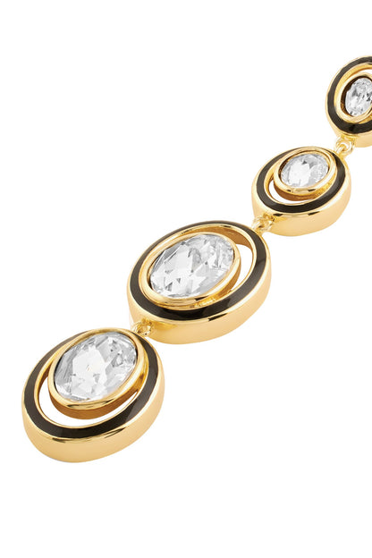 Gold Crystal Embellished Dangler Earrings 
