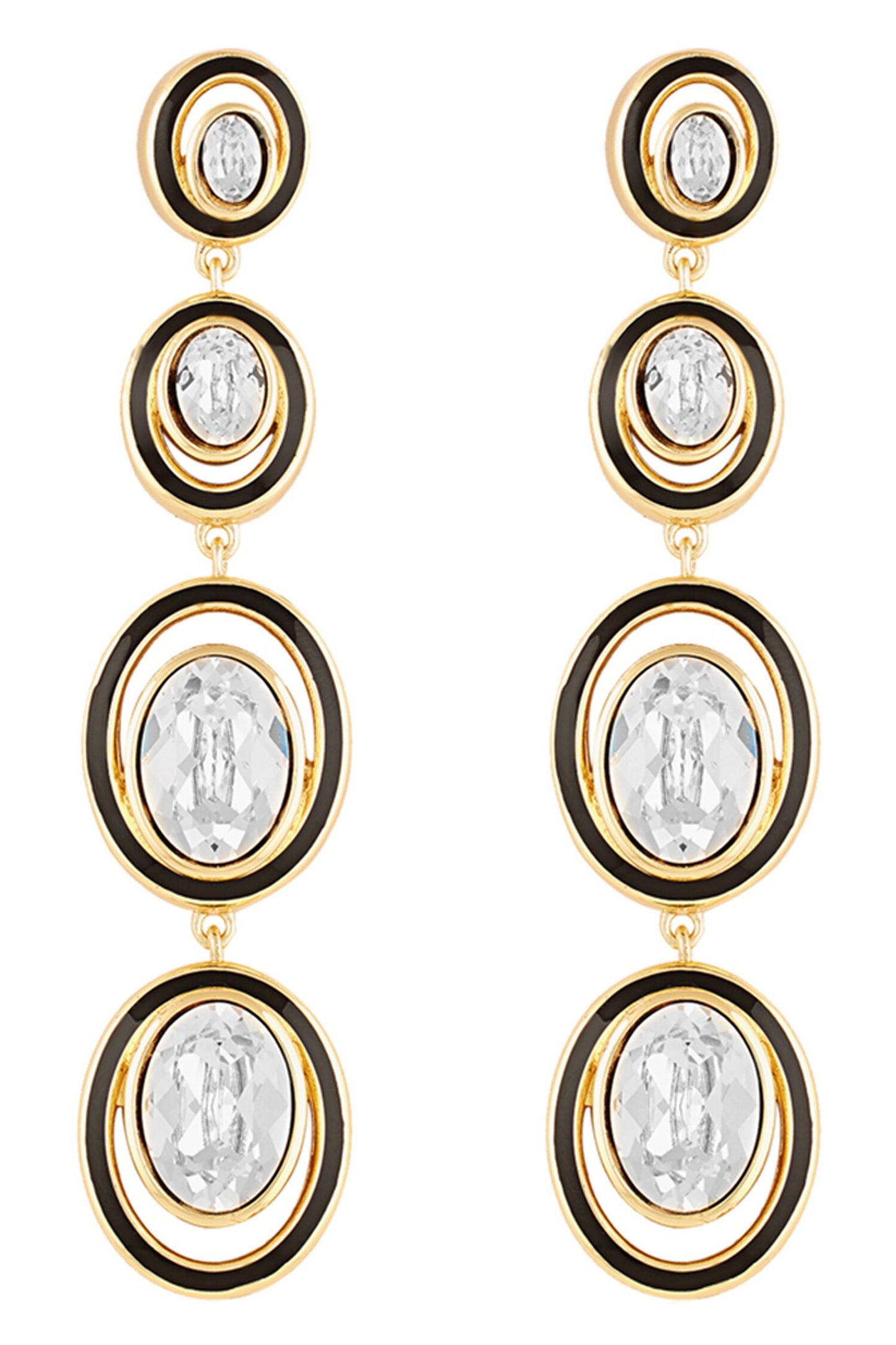 Gold Crystal Embellished Dangler Earrings 
