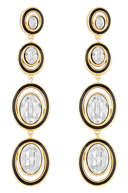 Gold Crystal Embellished Dangler Earrings 