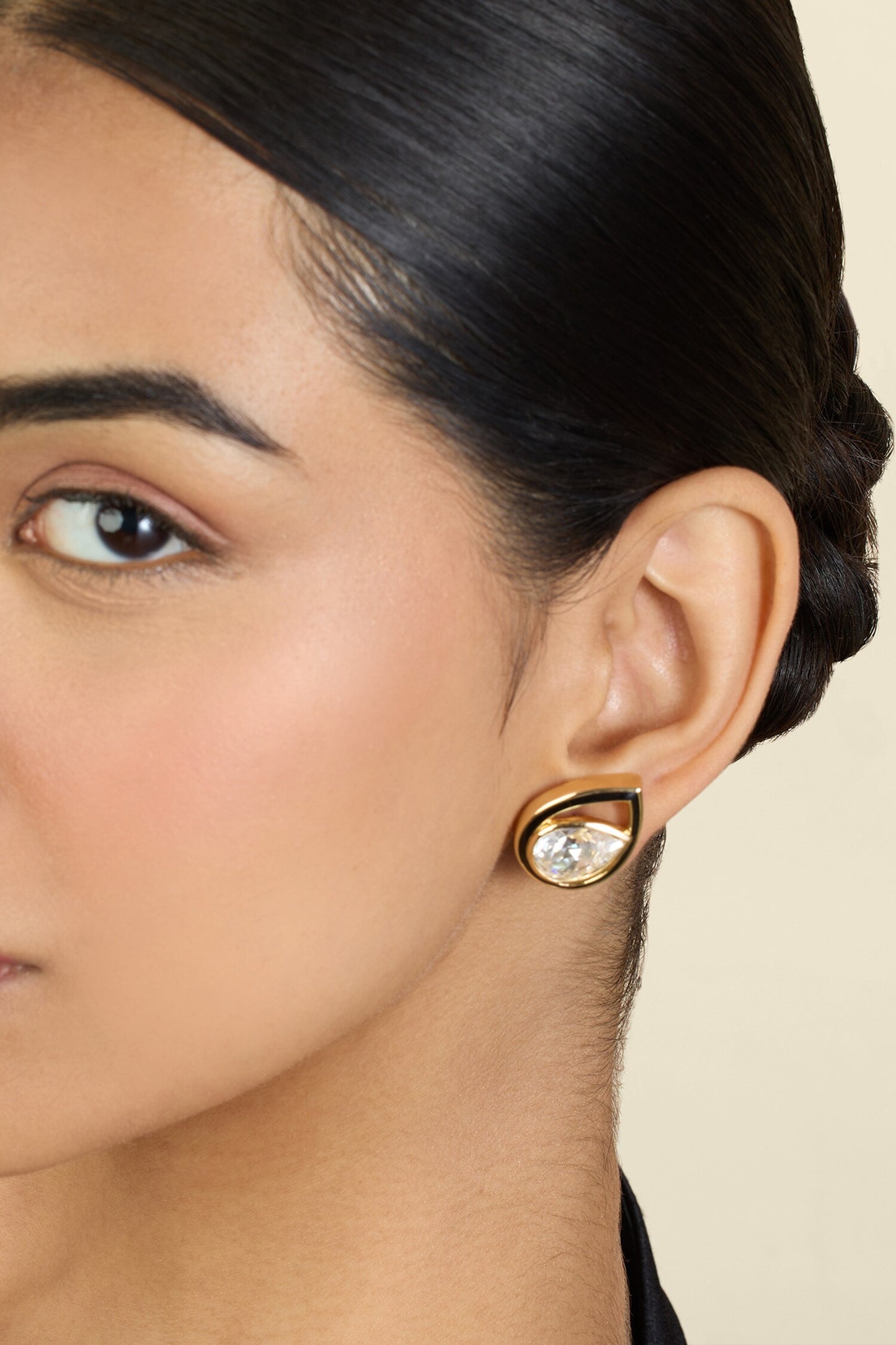 Crystal Embellished Tear Drop Studs 