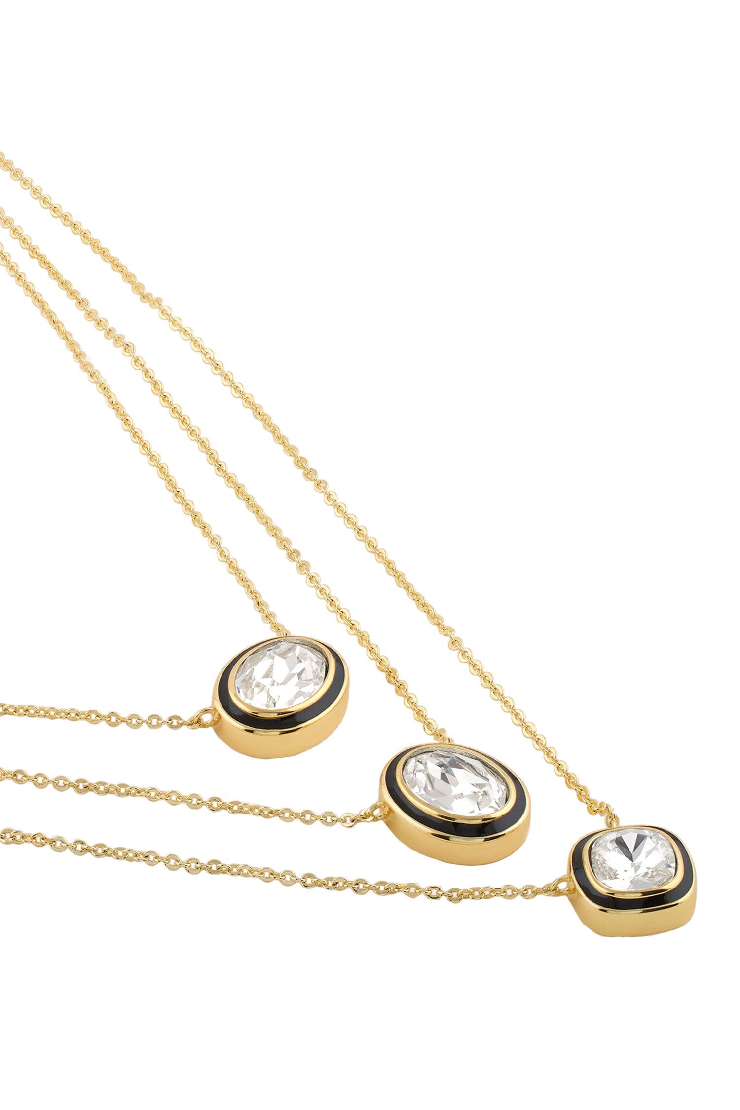 Crystal Embellished Layered Pendant Necklace 