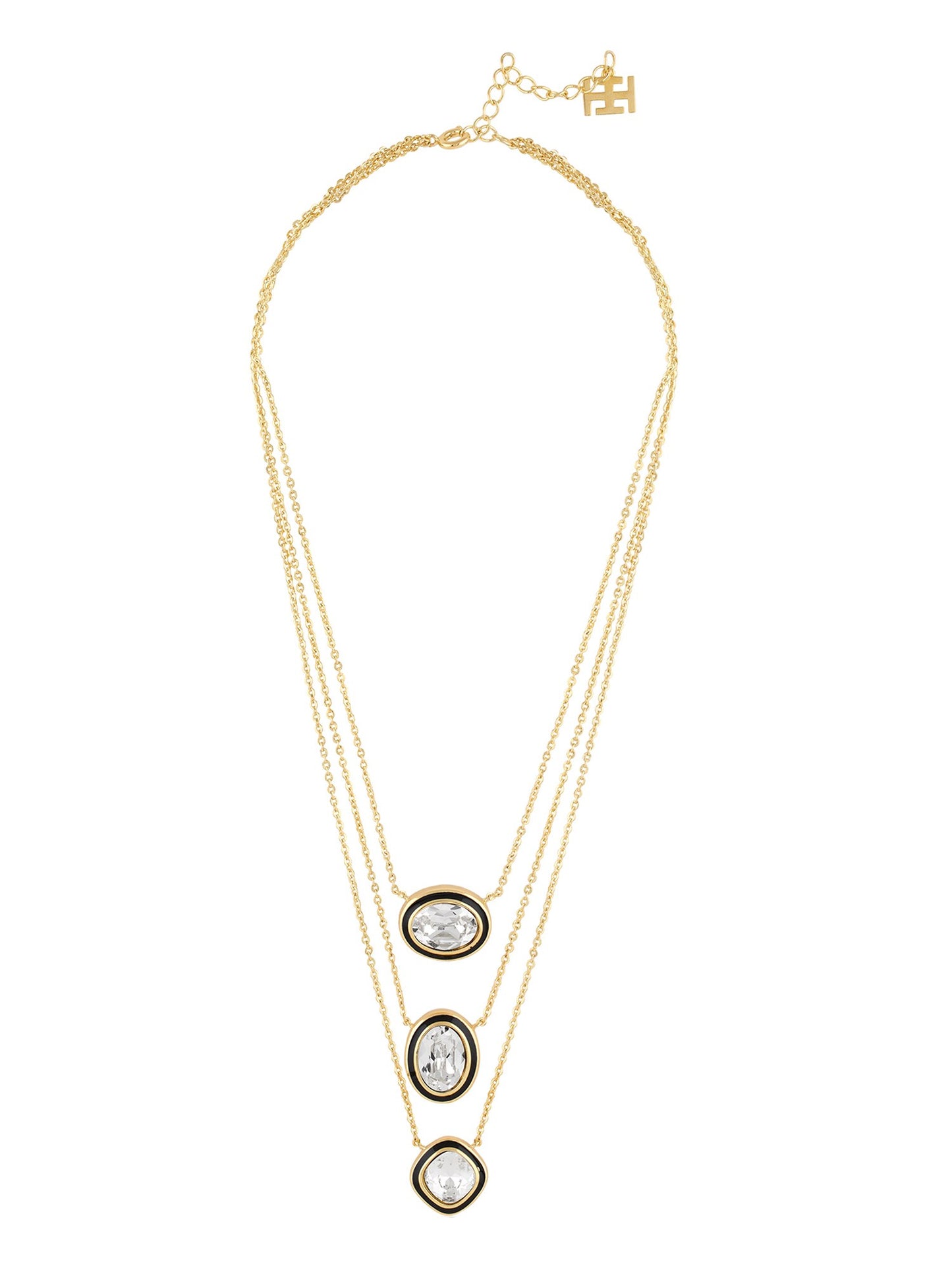 Crystal Embellished Layered Pendant Necklace 