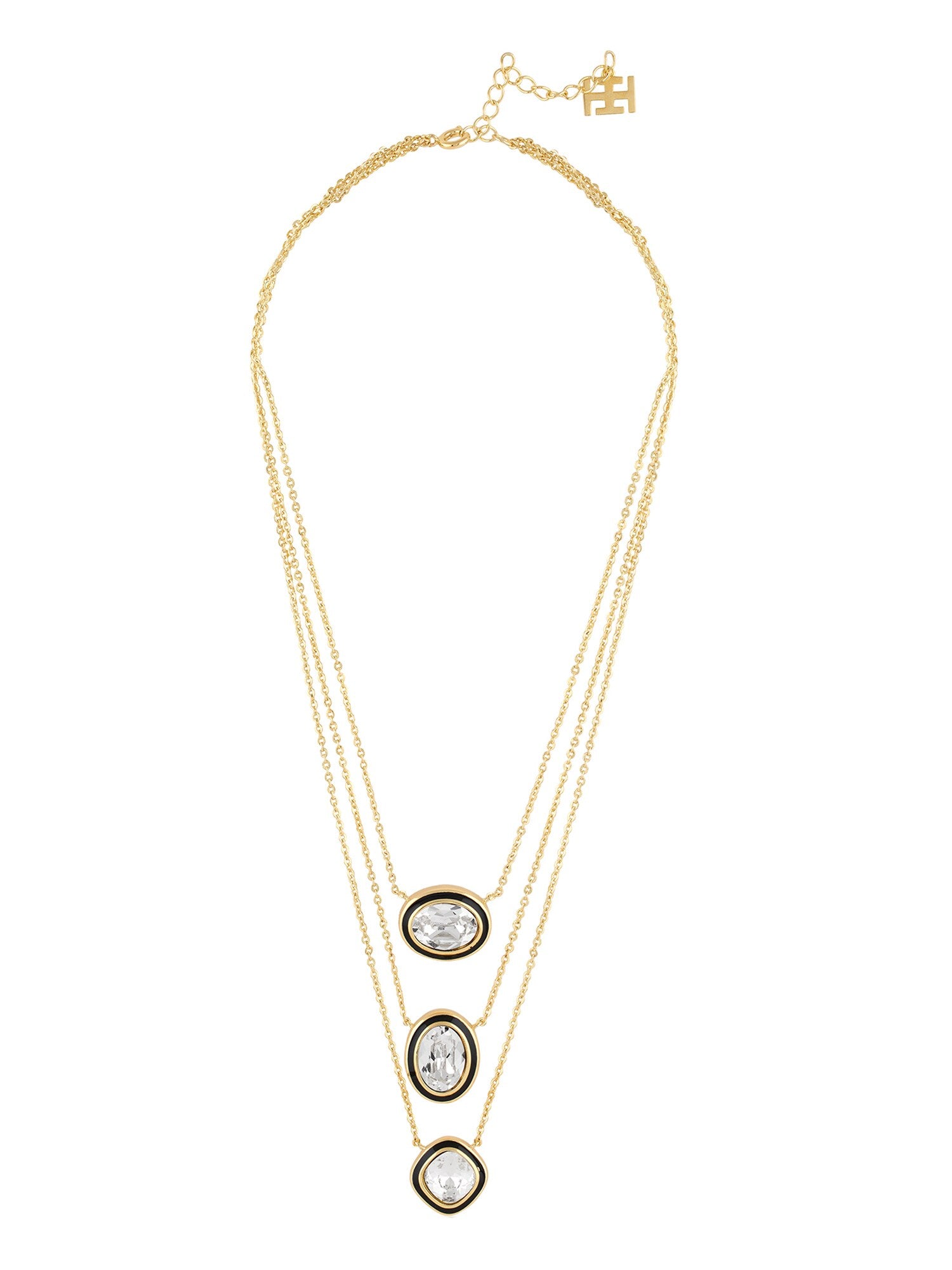 Crystal Embellished Layered Pendant Necklace 
