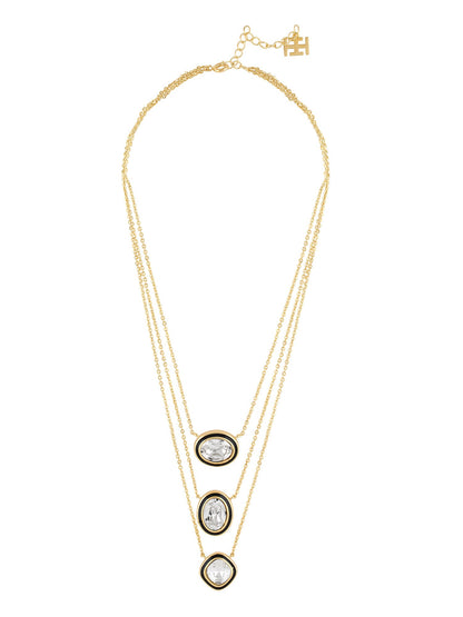 Crystal Embellished Layered Pendant Necklace 