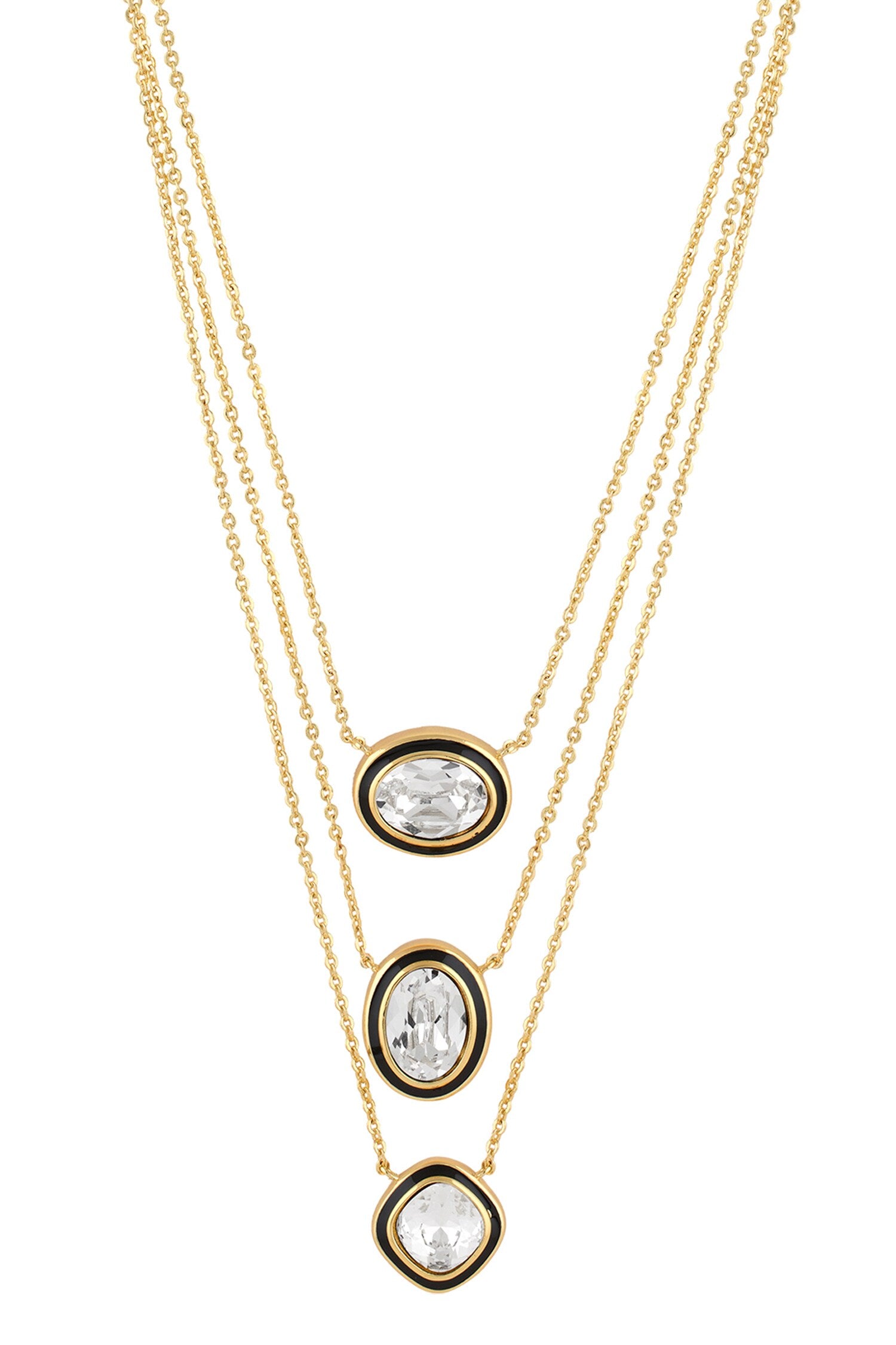 Crystal Embellished Layered Pendant Necklace 