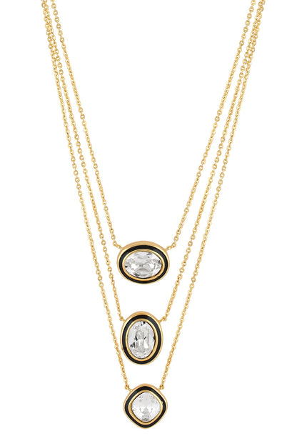 Crystal Embellished Layered Pendant Necklace 