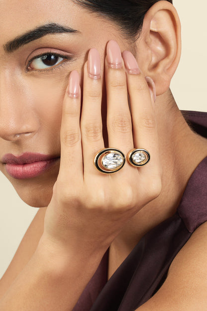 Crystal Embellished Gold Ring 