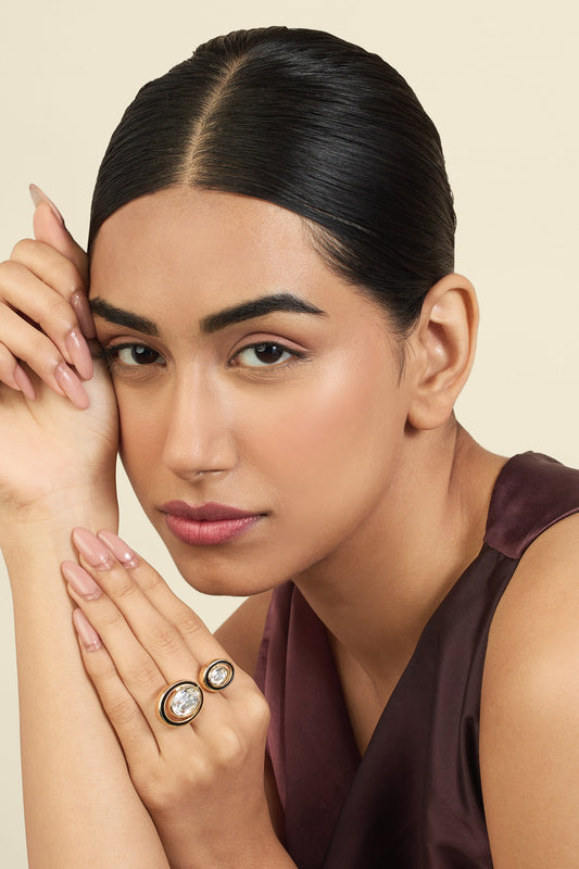 Crystal Embellished Gold Ring 