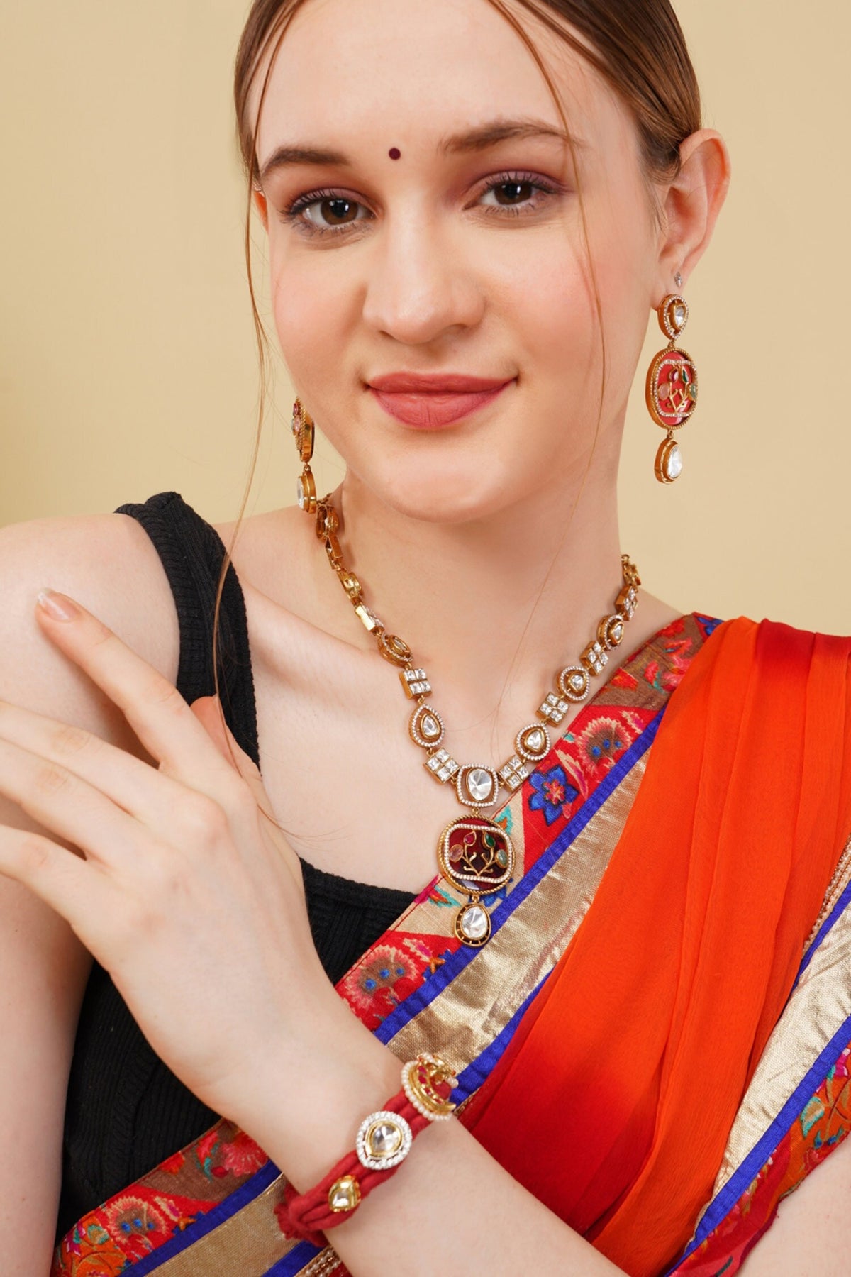 Surkh-E-Gul Kundan Bracelet 