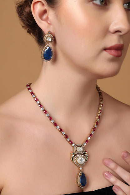 Moissanite Pendant Necklace Set 