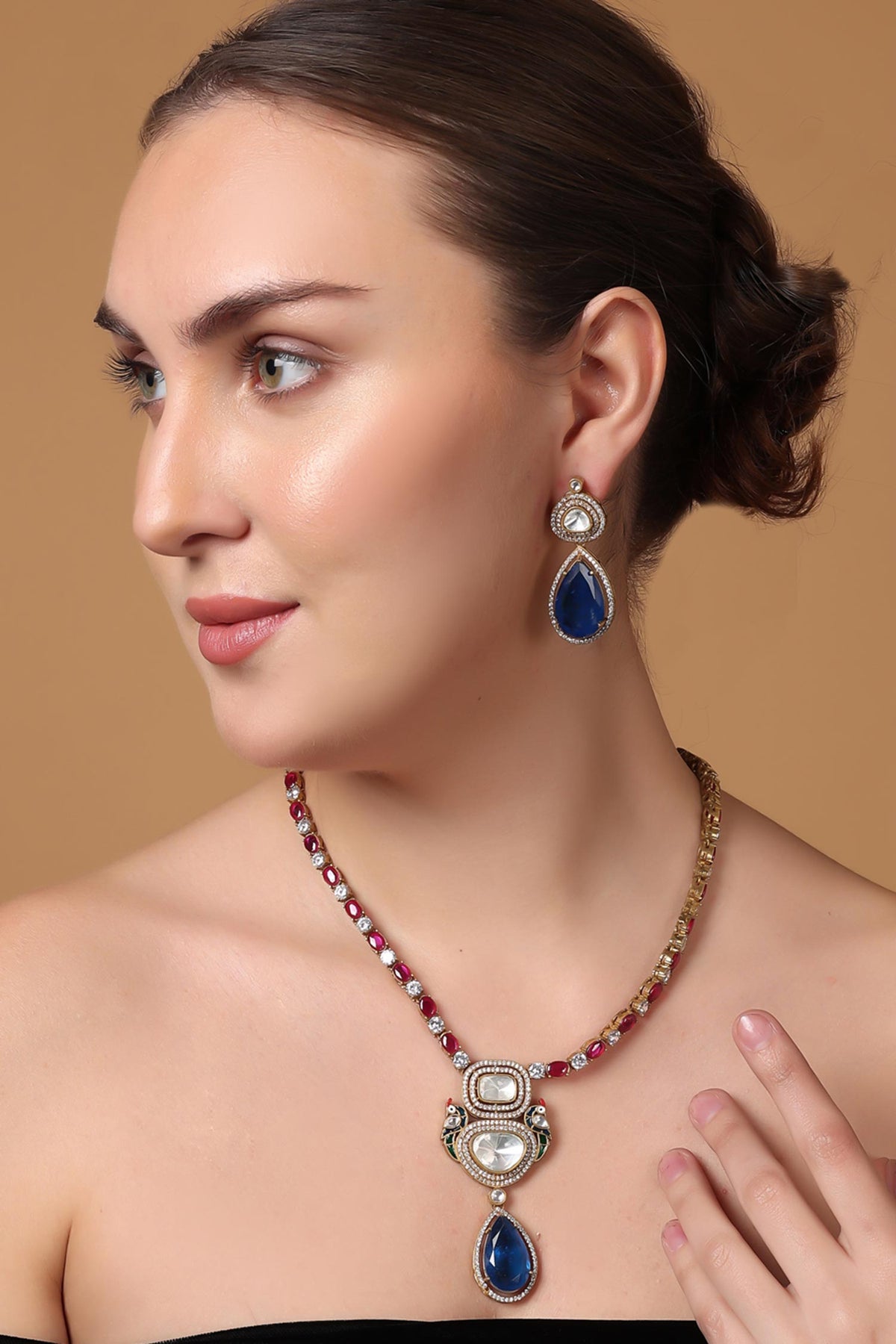 Moissanite Pendant Necklace Set 
