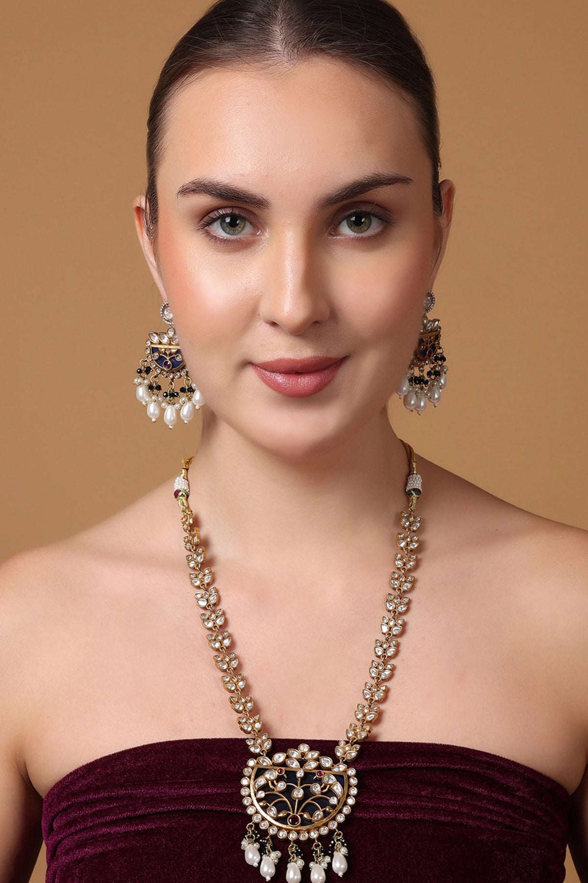 Crescent Moissanite Pendant Necklace Set 