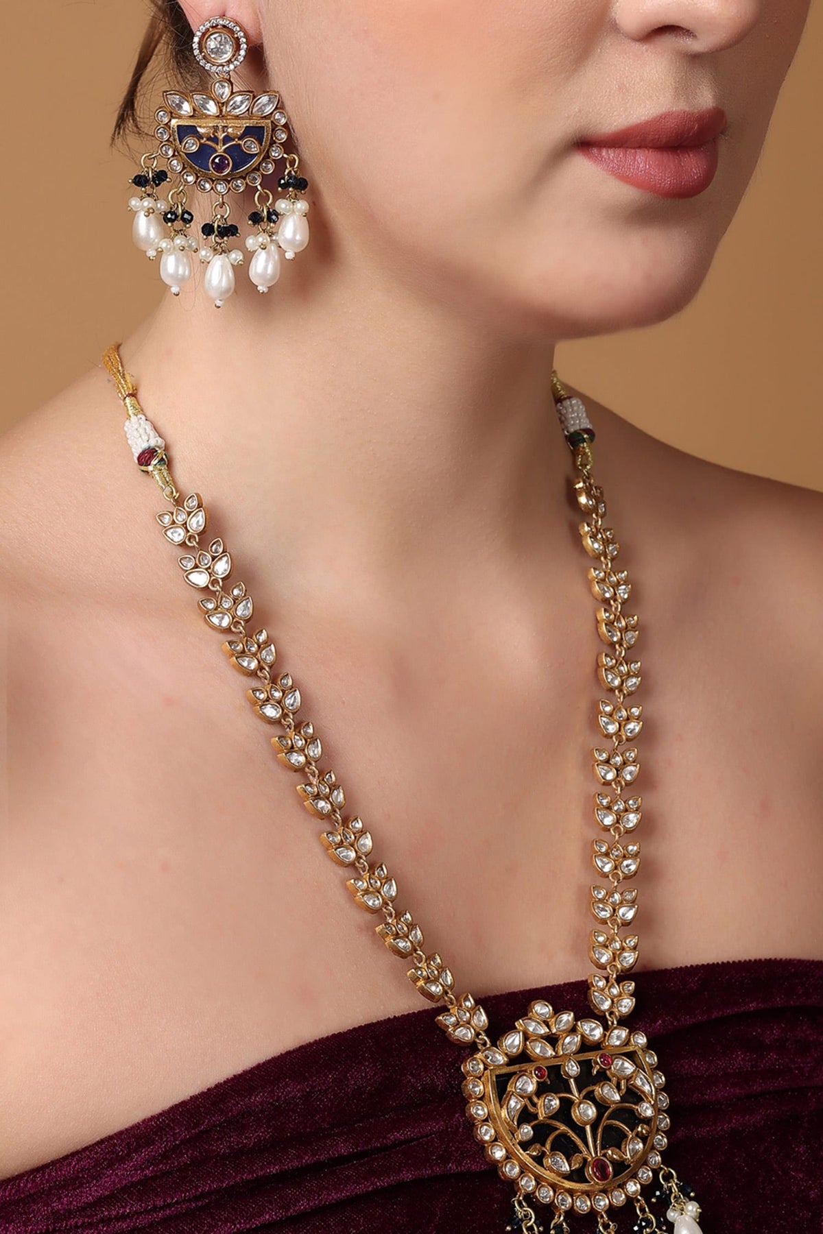Crescent Moissanite Pendant Necklace Set 