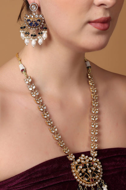 Crescent Moissanite Pendant Necklace Set 