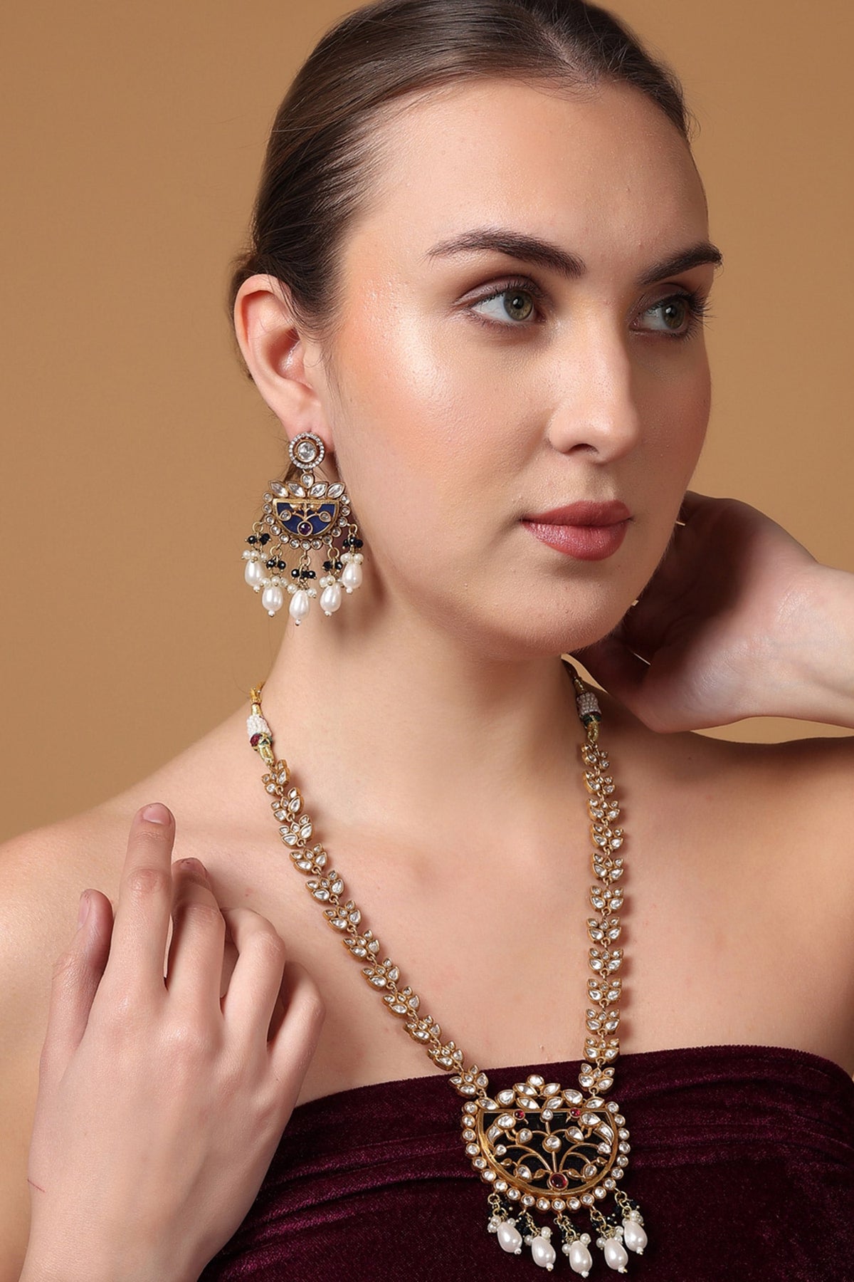 Crescent Moissanite Pendant Necklace Set 