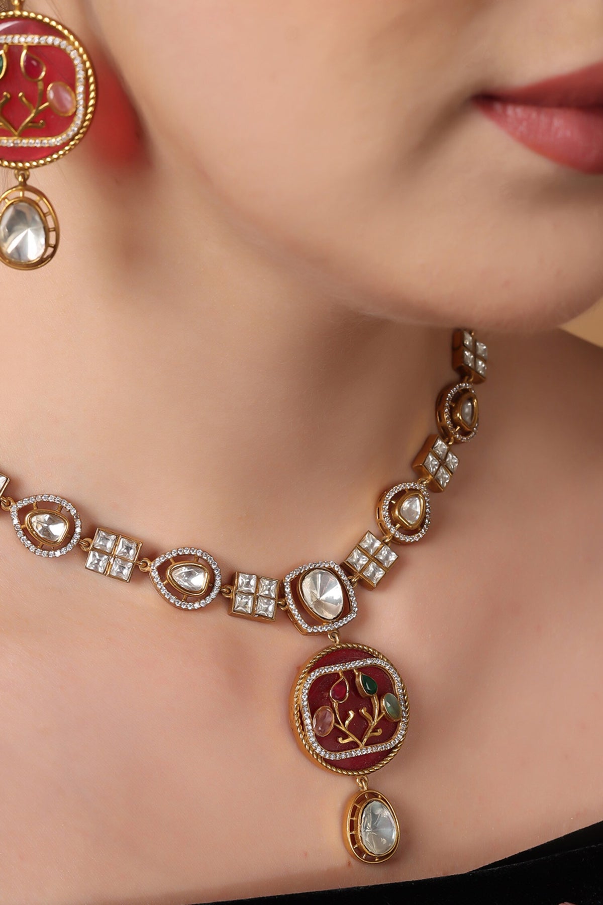 Gold Plated Bloom Vine Necklace Set 