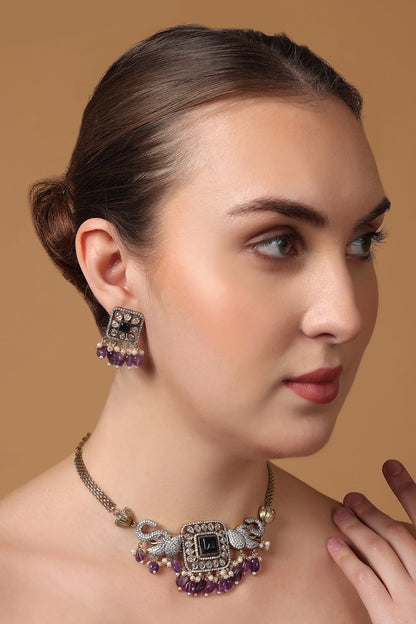 Jamuni Elephant Crest Design Choker Necklace Set 