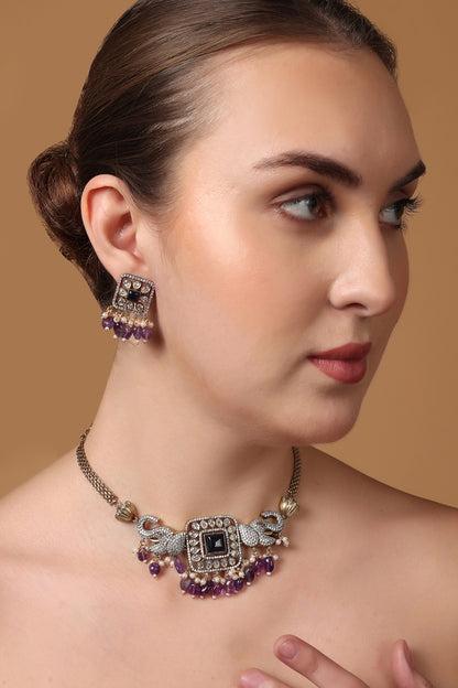 Jamuni Elephant Crest Design Choker Necklace Set 