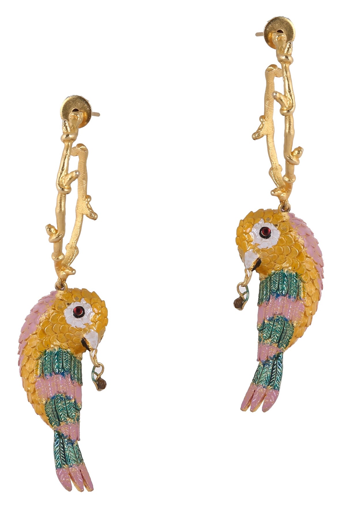 Gold Enamelled Birdy Finesse Earrings 
