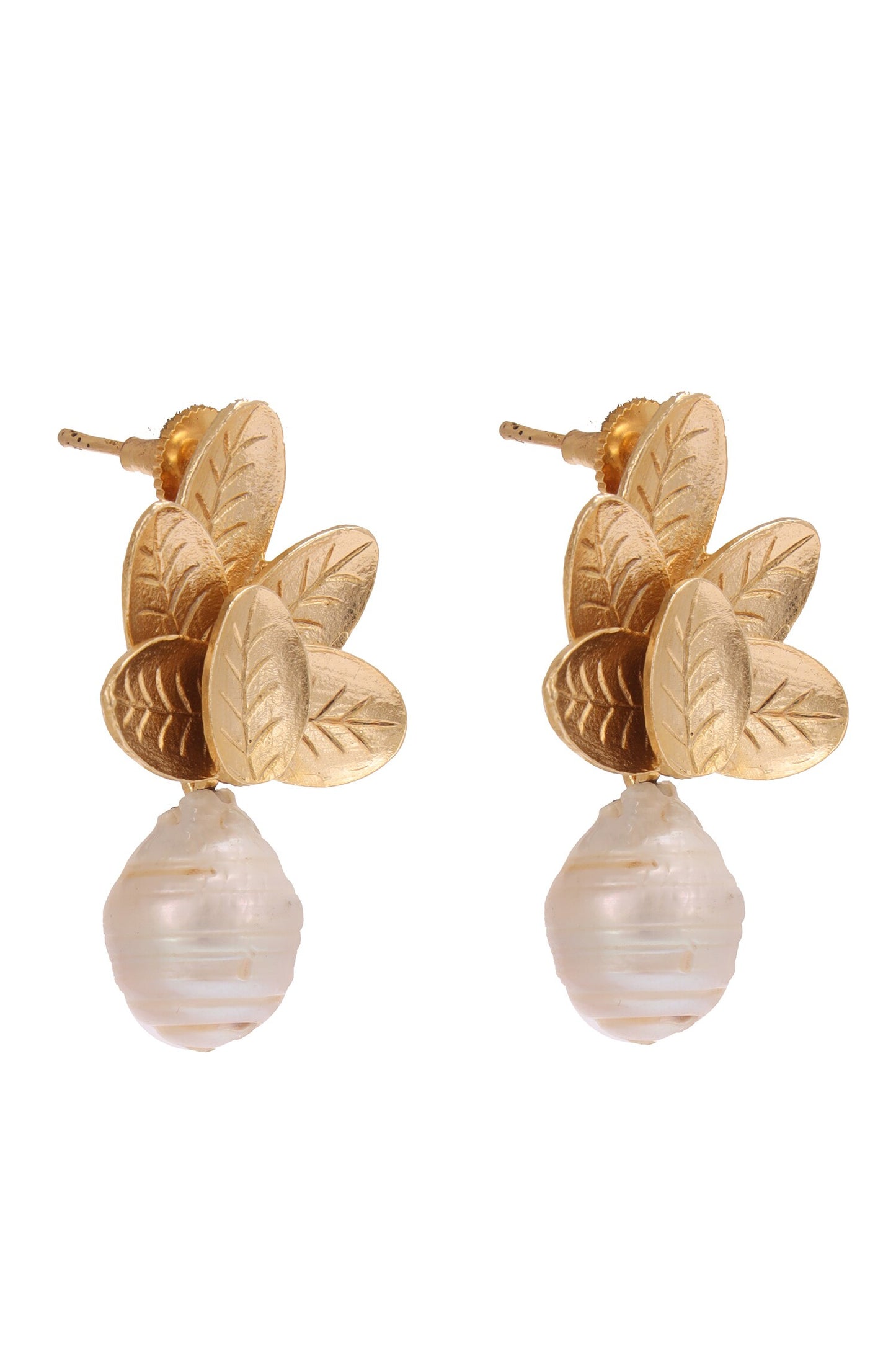 Grace Goddess Leaf Pearl Drop Earrings 
