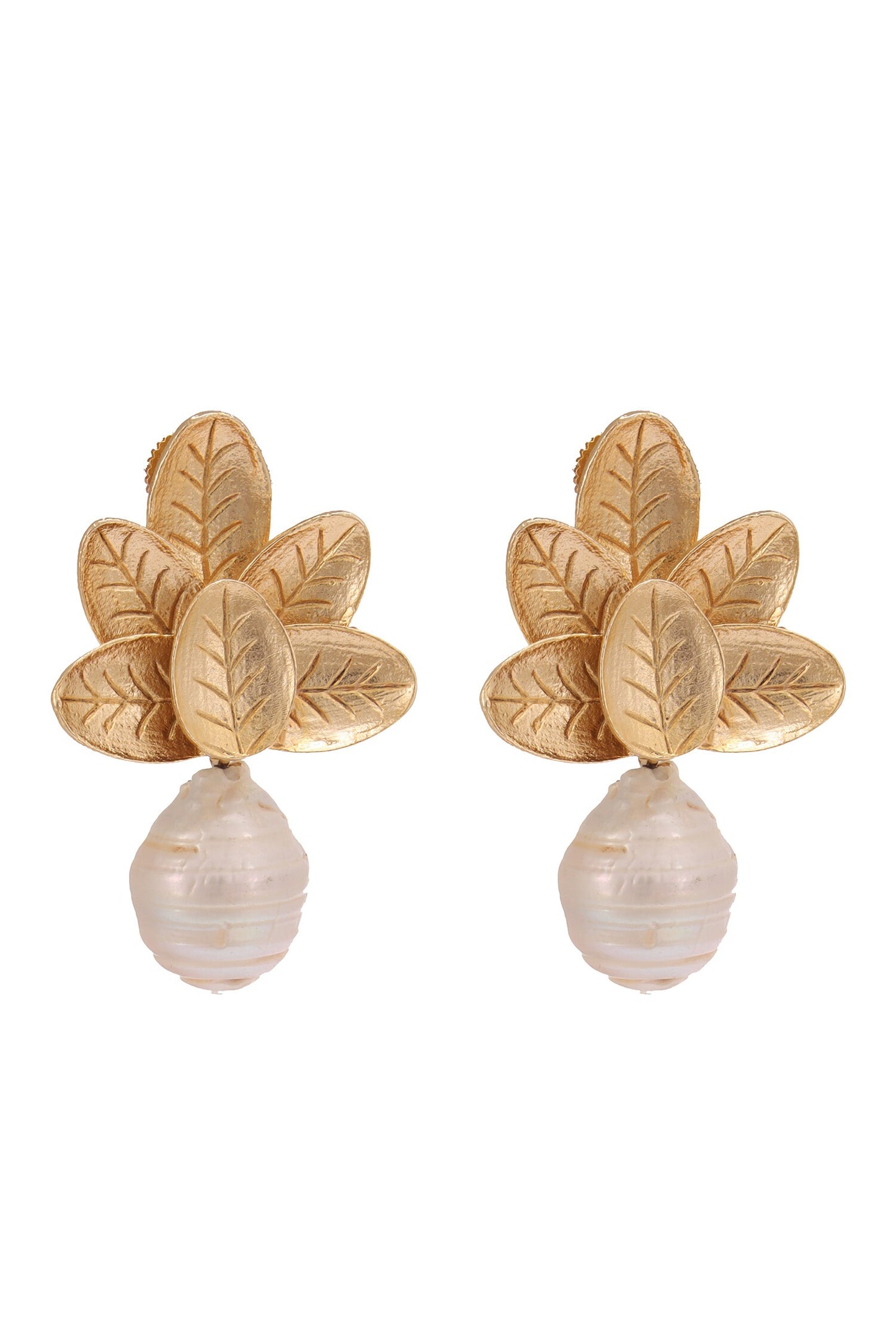Grace Goddess Leaf Pearl Drop Earrings 